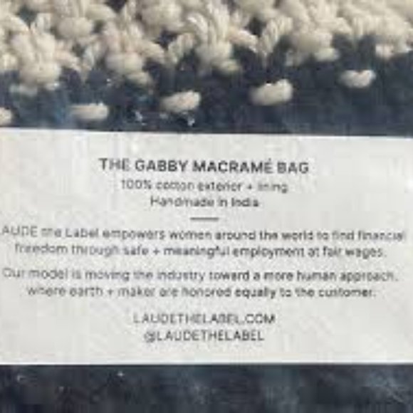 Curateur X Laude The Label Gabby Macrame Bag Boho Handbag Black & Ivory NWT - Picture 3 of 3